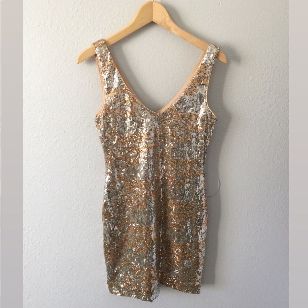 As U Wish Sequin Gold/Silver Dress - Picture 2 of 8